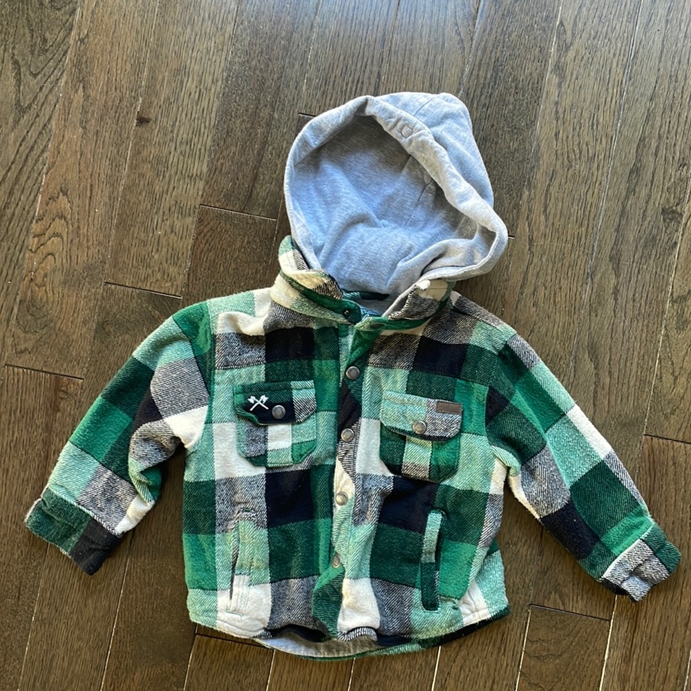 Woolrich jacket hooded flannel jacket sweatshirt 2t green plaid